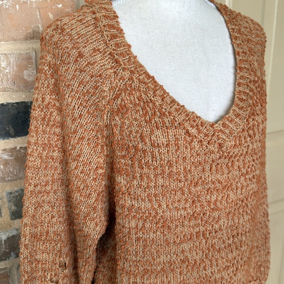 Bad Little Country Girl Cozy Distressed Knit V-Neck Sweater Open Back - Picture 3 of 13